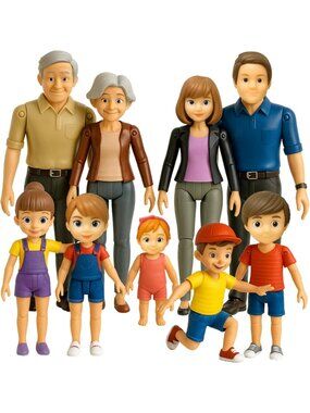 Bendable Dollhouse Family Set - 9 Poseable Figures for Imaginative Play Fun
